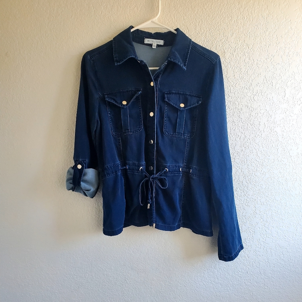 Workshop Republic Womens Chambray Snap Up Top Western Rodeo Cowgirl